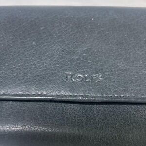 Vintage Rolfs Black Leather Checkbook Wallet‎ Card Slots Coin Pocket Pen Holder